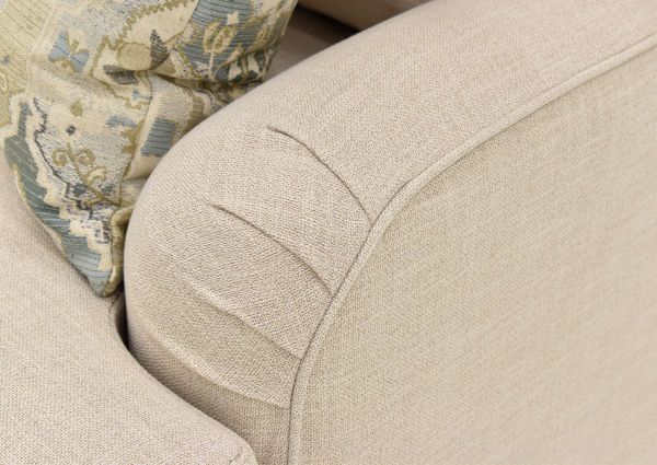 Closeup Angled View of the Kaia Chair in Off White by Franklin Furniture Showing Arm and Pillow Details | Home Furniture Plus Bedding
