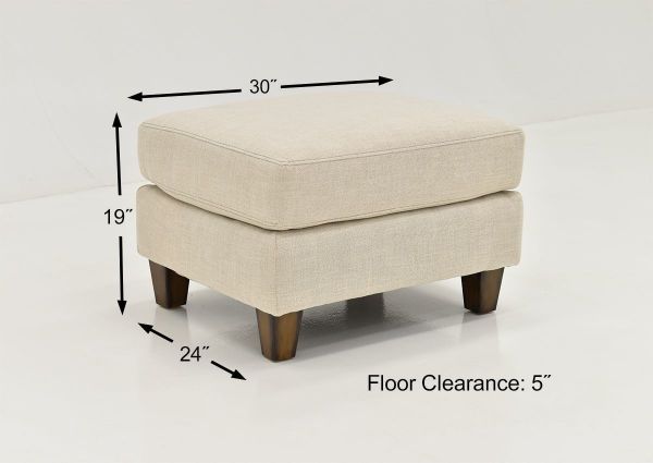 Dimension Details of the Kaia Ottoman in Off White by Franklin Furniture | Home Furniture Plus Bedding
