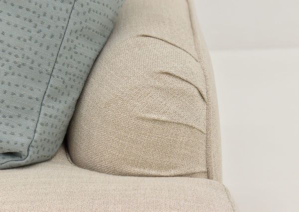 Closeup View of the Kaia Sofa in Off White by Franklin Furniture Showing Arm and Pillow Details | Home Furniture Plus Bedding