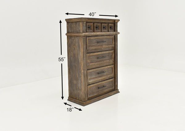 Barnwood Brown Vienna Chest of Drawers by Vintage Furniture Showing Dimensions | Home Furniture Plus Bedding