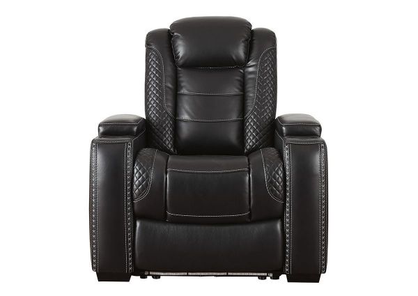 Front Facing View of the Party Time POWER Recliner in Midnight Black by Ashley Furniture | Home Furniture Plus Bedding
