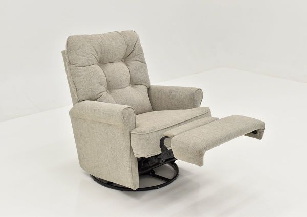 Angled View of the Footrest Raised on the Carissa Swivel Glider Recliner in Gray by Best Home Furnishings | Home Furniture Plus Bedding