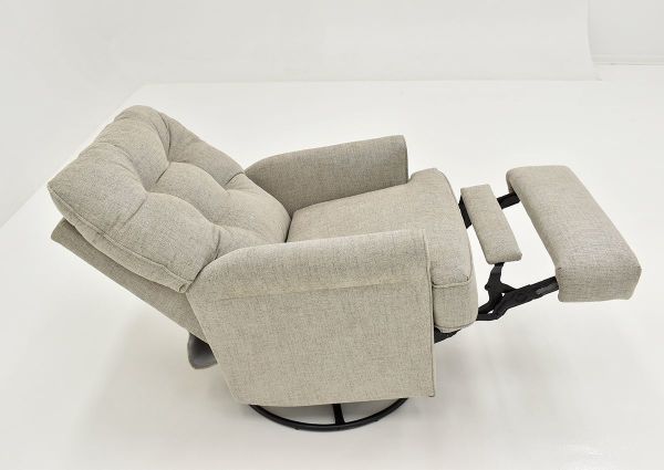 Angled View of the Fully Reclined Carissa Swivel Glider Recliner in Gray by Best Home Furnishings | Home Furniture Plus Bedding