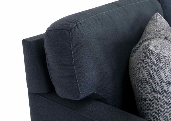 Angled Close Up View of the Back Cushion of the Landry Loveseat in Blue Indigo by Franklin Corporation | Home Furniture Plus Bedding