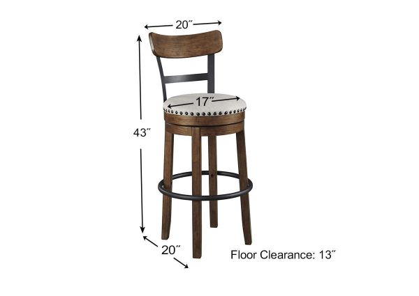 Dimensions of the Valebeck 30 Inch Bar Stool in Brown by Ashley Furniture | Home Furniture Plus Bedding