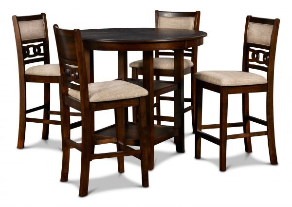 View of the Gia 5 Piece Counter Height Dining Table Set in Cherry by New Classic Furniture | Home Furniture Plus Bedding