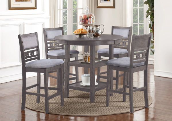 Room View of the Gia 5 Piece Counter Height Dining Table Set in Gray by New Classic Furniture | Home Furniture Plus Bedding