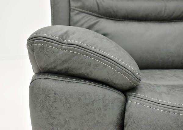 Closeup View of the Armrest on the Dakota POWER Sectional Sofa in Gray by K-Motion | Home Furniture Plus Bedding