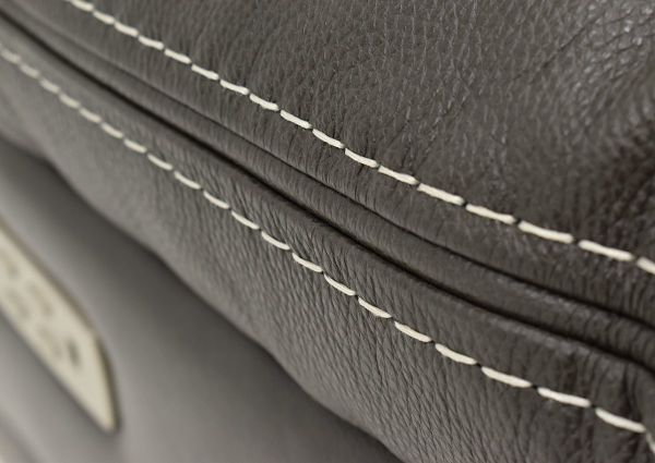 Close Up View of the Stitching on the Dallas POWER Recliner in Gray | Home Furniture Plus Bedding