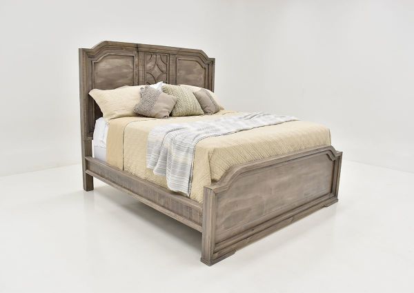 Slightly Angled View of Westgate Queen Size Panel Bed in Granite by Vintage Furniture - Home Furniture Plus Bedding