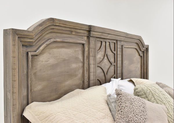 Close Up View of the Headboard on the Westgate Queen Size Panel Bed in Granite by Vintage Furniture - Home Furniture Plus Bedding