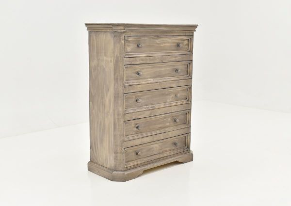 Slightly Angled View of the Westgate Chest of Drawers in Granite by Vintage Furniture  | Home Furniture Plus Bedding