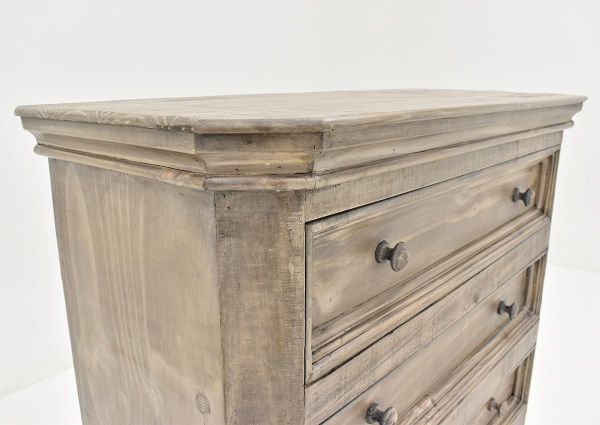 Slightly Angled Closeup View of the Westgate Chest of Drawers in Granite by Vintage Furniture  | Home Furniture Plus Bedding