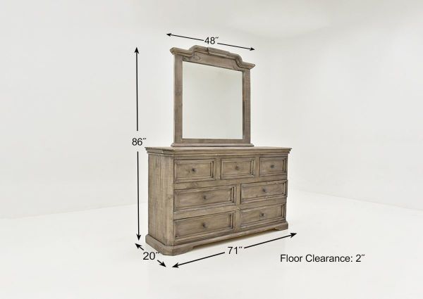 Dimension Details on the Westgate Dresser with Mirror  in Granite by Vintage Furniture | Home Furniture Plus Bedding