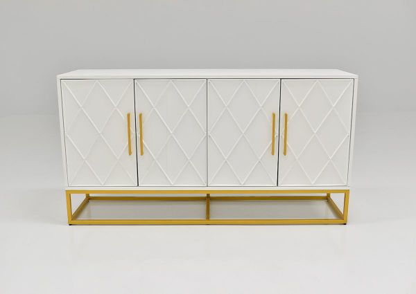 Front Facing View of the Argyle Glen 60 Inch Cabinet in White and Gold by Jofran | Home Furniture Plus Bedding