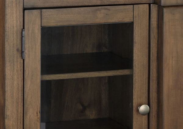 Close Up View of the Brown Flynnter TV Stand Credenza by Ashley Furniture | Home Furniture Plus Bedding