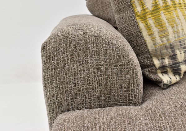 Close Up Front Facing View of the Arm on the Perth Chair in Pewter by Peak Living Furniture | Home Furniture Plus Bedding