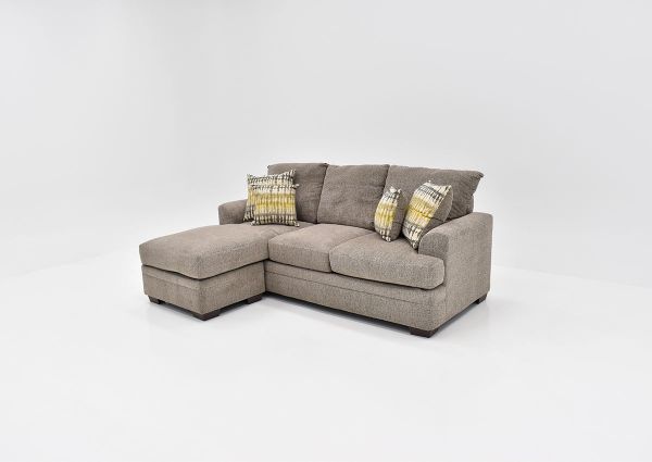 Slightly Angled View of the Perth Sofa with Chaise in Pewter by Peak Living Furniture | Home Furniture Plus Bedding