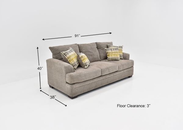 Dimension Details of the Perth Sofa in Pewter by Peak Living Furniture | Home Furniture Plus Bedding