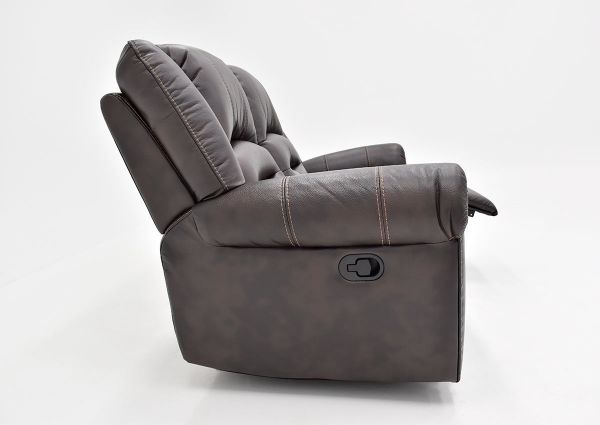Side View with One Footrest Opened on the Torino Reclining Sofa in Brown by Man Wah | Home Furniture Plus Bedding