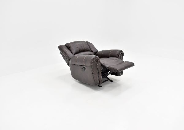 Slightly Angled View of the Reclined Torino Glider Recliner in Brown by Man Wah | Home Furniture Plus Bedding
