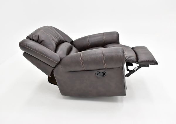 Side View of the Reclined Torino Glider Recliner in Brown by Man Wah | Home Furniture Plus Bedding