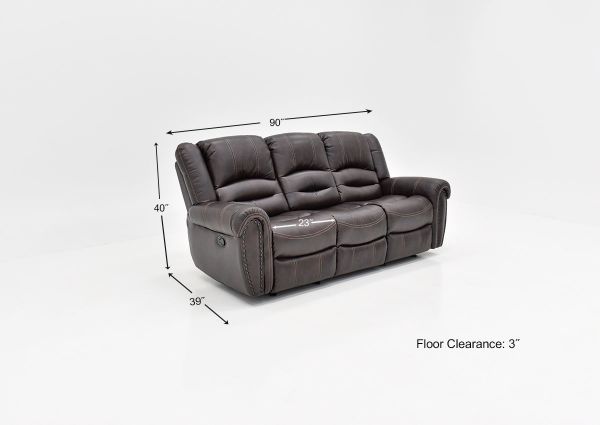Dimension Details of the Torino Reclining Sofa in Brown by Man Wah | Home Furniture Plus Bedding