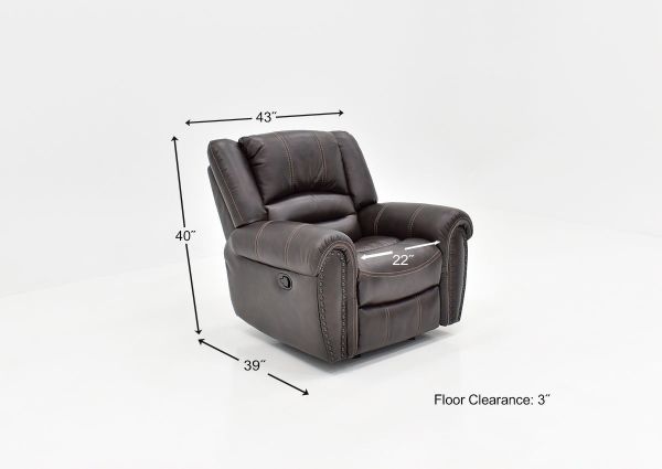Dimension Details of the Torino Glider Recliner in Brown by Man Wah | Home Furniture Plus Bedding