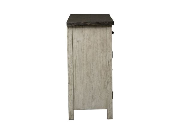 Side View of the Willowrun Sideboard in Rustic White with Weathered Gray Top by Liberty Furniture | Home Furniture Plus Bedding