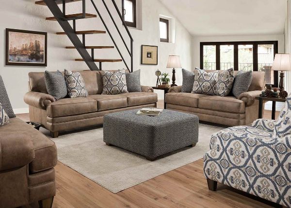 Sicily Living Room Sofa Set in Brown by Franklin | Home Furniture Plus Bedding