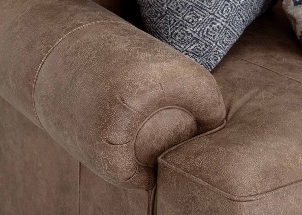 Close Up View of the Arm on the Sicily Sofa Set in Brown by Franklin | Home Furniture Plus Bedding