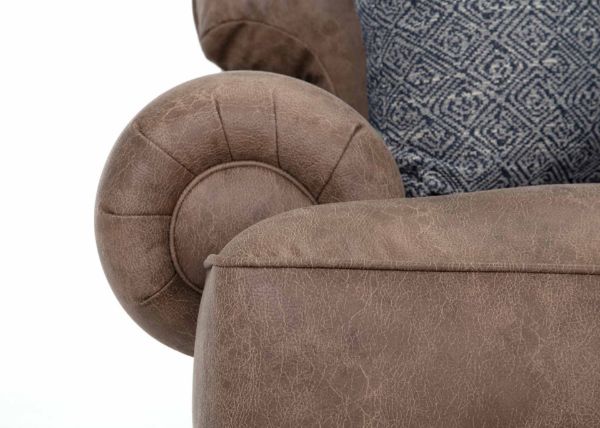 Close Up View of the Arm Front on the Sicily Sofa Set in Brown by Franklin | Home Furniture Plus Bedding