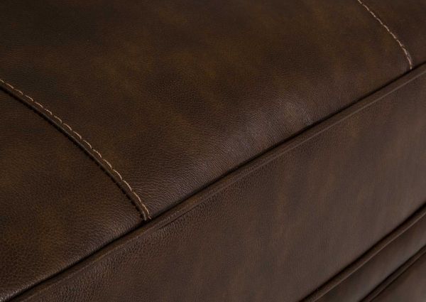 Close Up View of the Stitching on the Tula Leather Sofa in Brown by Franklin Industries | Home Furniture Plus Bedding