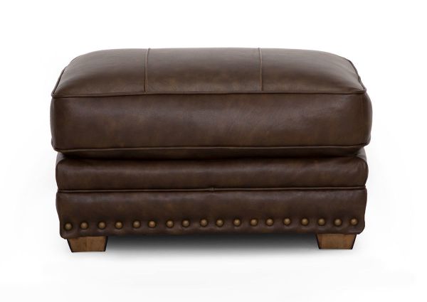 Front Facing View of the Tula Leather Ottoman in Brown by Franklin Industries | Home Furniture Plus Bedding