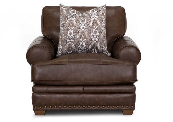 Front Facing View of the Tula Leather Chair in Brown by Franklin Industries | Home Furniture Plus Bedding