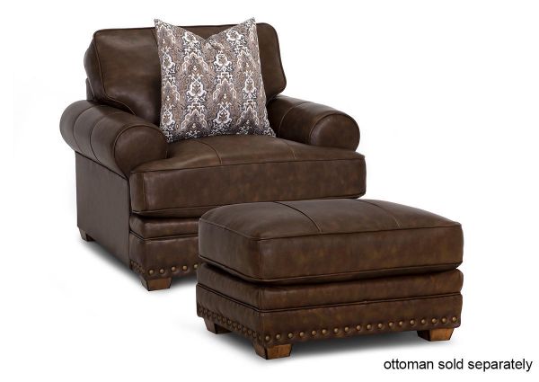 View of the Tula Leather Chair in Brown with Matching Ottoman (Sold Separately) by Franklin Industries | Home Furniture Plus Bedding