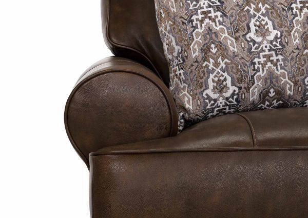 Front Facing View of the Rolled Arm on the Tula Leather Chair in Brown by Franklin Industries | Home Furniture Plus Bedding