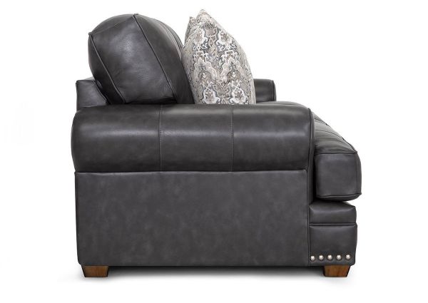 	Side View of the Della Leather Sofa in Gray by Franklin Corporation | Home Furniture Plus Bedding
