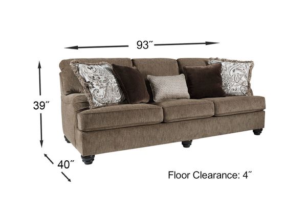 Dimension Details of the Braemer Sofa in Brown by Ashley Furniture | Home Furniture Plus Bedding
