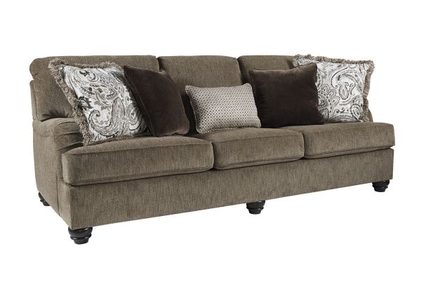 Slightly Angled View of the Braemer Sofa in Brown by Ashley Furniture | Home Furniture Plus Bedding
