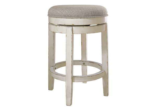 View of the Realyn Swivel Barstool in Off White by Ashley Furniture | Home Furniture Plus Bedding