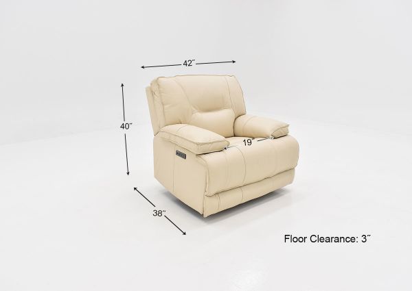 Pinson Power Activated Recliner - Creamy Off White with Dimension Details | Home Furniture Plus Bedding	