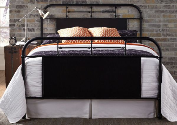 View of the Headboard on  Vintage Full Size Metal Bed in Black by Liberty Furniture | Home Furniture Plus Bedding