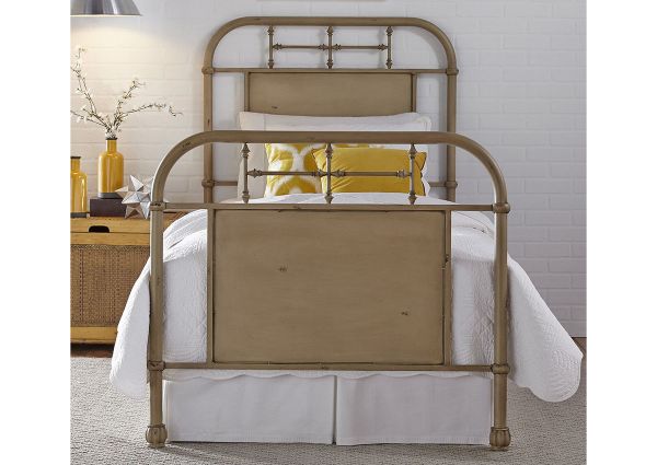 View from the Foot of the Vintage Twin Size Metal Bed in Cream by Liberty Furniture | Home Furniture Plus Bedding