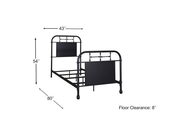 Dimension Details of the Vintage Twin Size Metal Bed in Black by Liberty Furniture | Home Furniture Plus Bedding