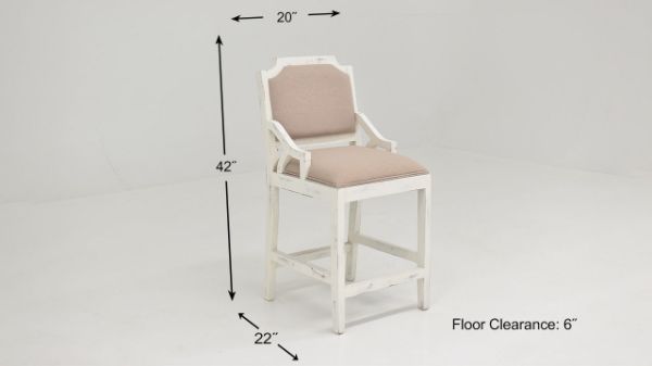 Dimension Details of the Brooks Chairback Barstool in White by Vintage Furniture | Home Furniture Plus Bedding