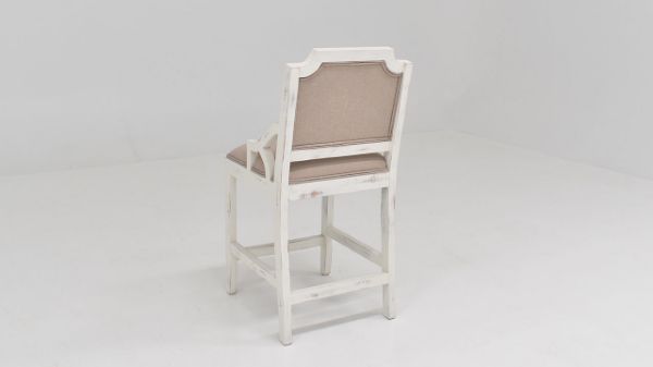 View of the Back of the Brooks Chairback Barstool in White by Vintage Furniture | Home Furniture Plus Bedding