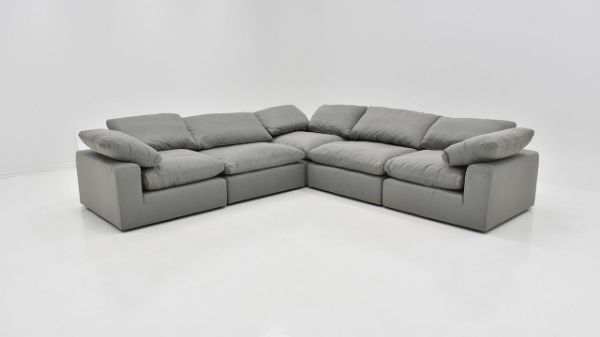 Front Facing View of the Cloud L-Shaped Sectional Sofa in Gray by KUKA Home | Home Furniture Plus Bedding