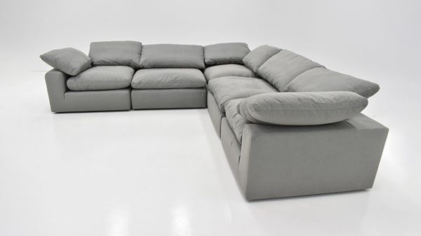 Side View of the Cloud L-Shaped Sectional Sofa in Gray by KUKA Home | Home Furniture Plus Bedding