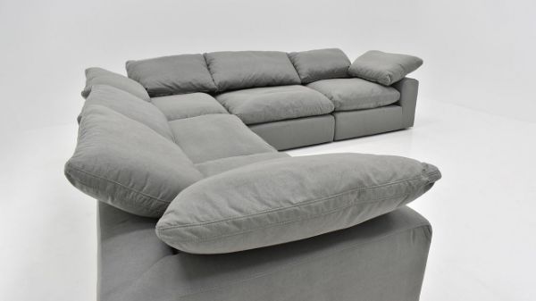 Angled View of the Cloud L-Shaped Sectional Sofa in Gray by KUKA Home | Home Furniture Plus Bedding